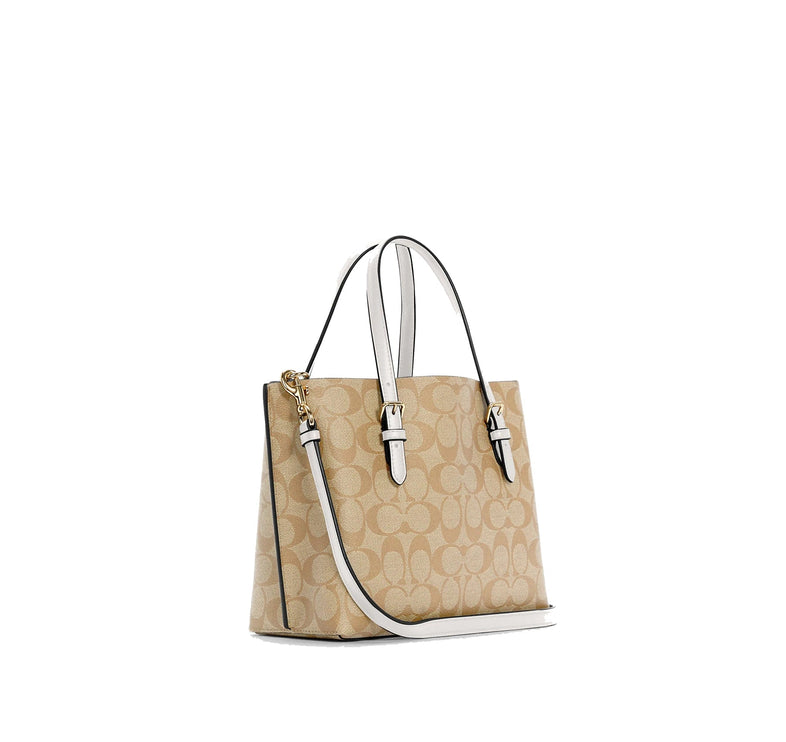 Coach Women's Mollie Tote 25 In Signature Canvas Gold/Light Khaki Chalk