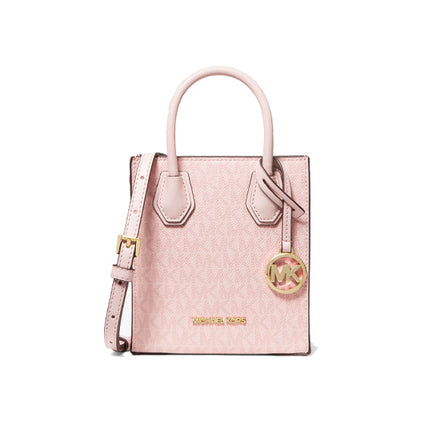 Michael Kors Women's Mercer Extra Small Logo and Leather Crossbody Bag Dark Powder Blush