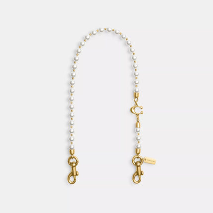 Coach Women's Short Pearl Strap Brass/Chalk