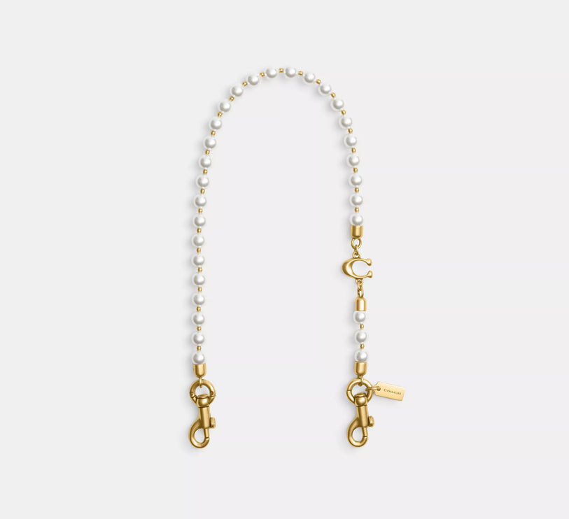 Coach Women's Short Pearl Strap Brass/Chalk
