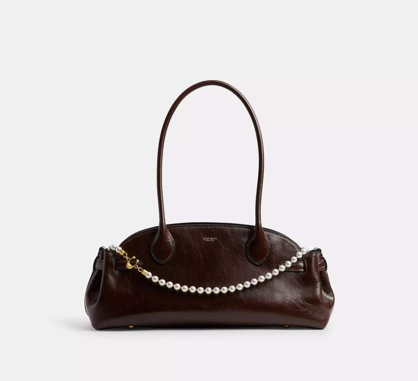 Coach Women's Short Pearl Strap Brass/Chalk