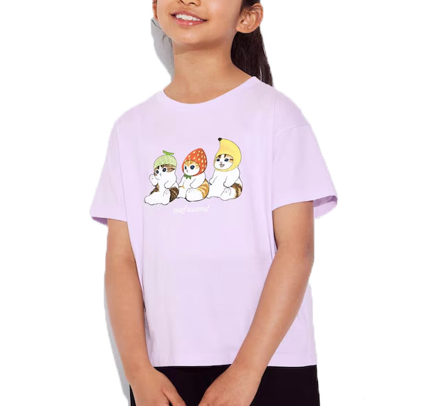 Uniqlo Kid's Mofusand UT Short Sleeve T-Shirt 70 Light Purple