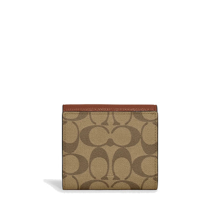 Coach Women's Small Morgan Wallet In Colorblock Signature Canvas Gold/Khaki Multi