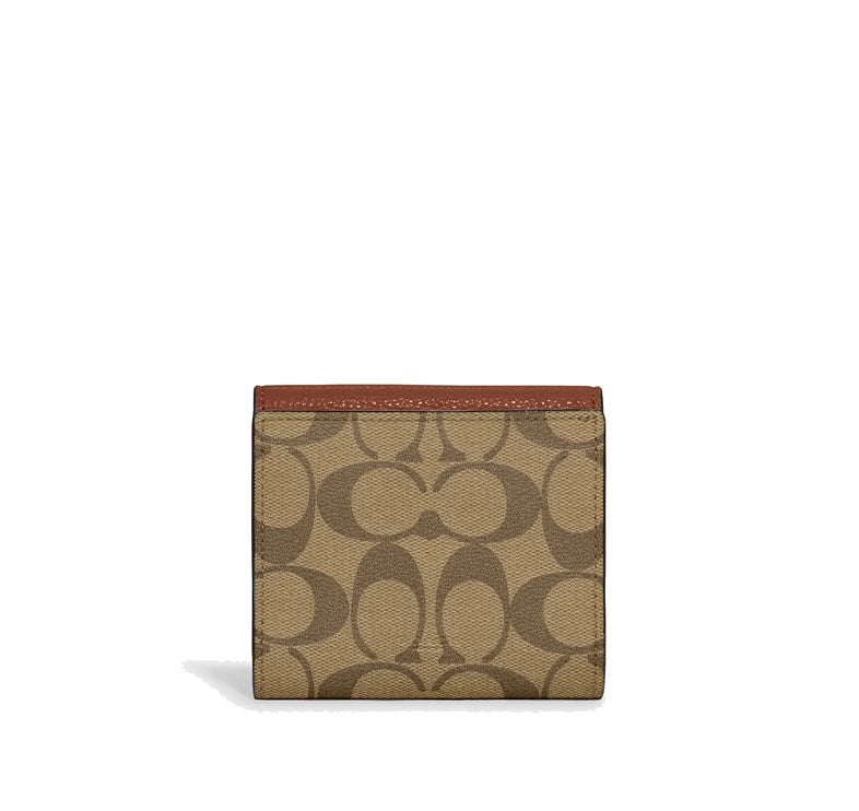 Coach Women's Small Morgan Wallet In Colorblock Signature Canvas Gold/Khaki Multi