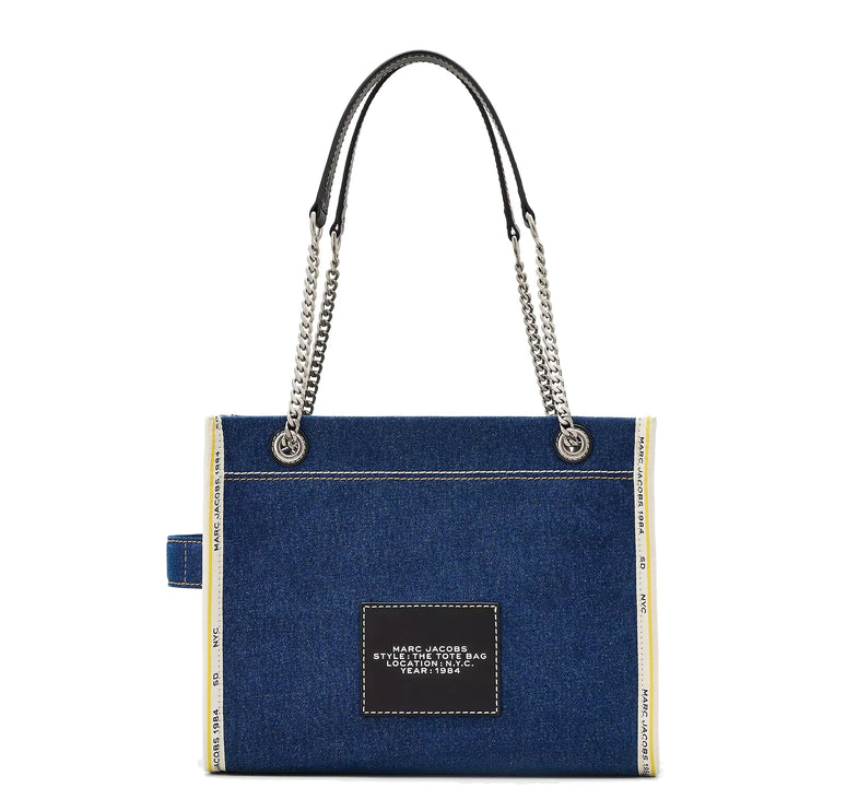 Marc Jacobs Women's The Denim Chain Medium Tote Bag Dark Wash