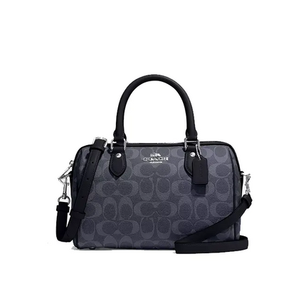 Coach Women's Rowan Satchel In Signature Canvas Silver/Denim/Midnight Navy