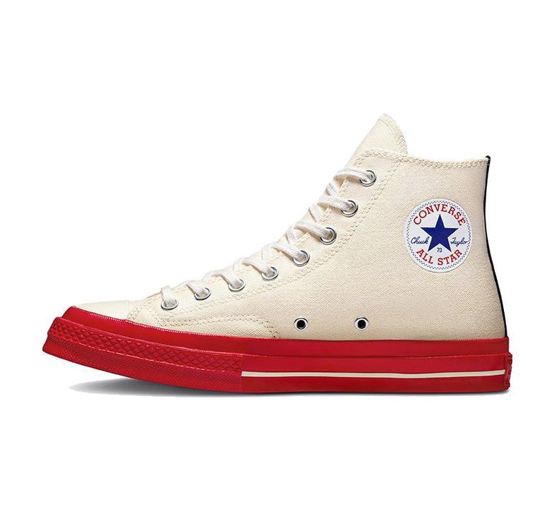 Converse x Comme des Garçons PLAY Chuck 70 High Top Pristine/Red/Egret