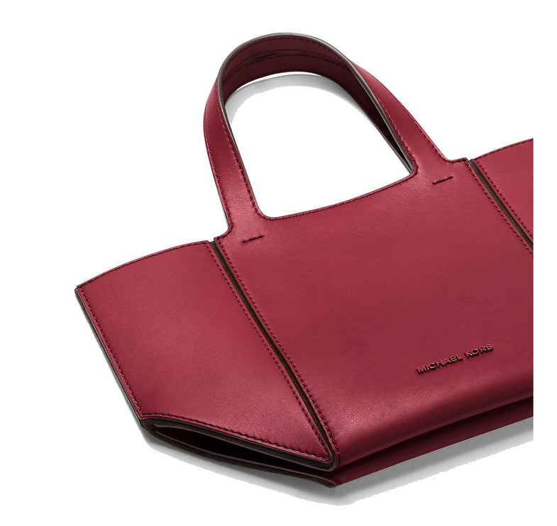 Michael Kors Women's Jordi Small Leather Tote Bag Deep Red