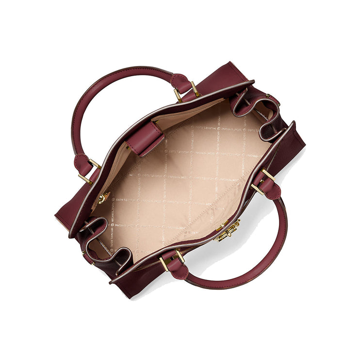 Michael Kors Women's Hamilton Medium Leather Satchel Oxblood
