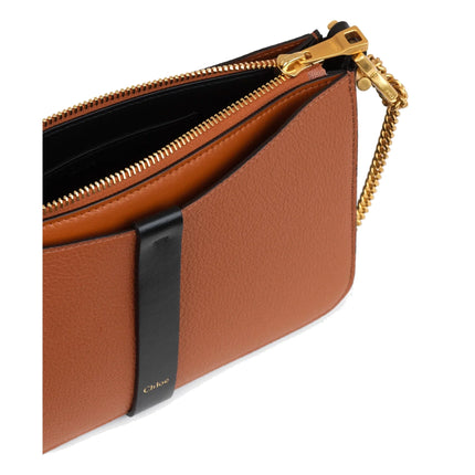 CHLOÉ Women's Marcie Pouch On Chain In Grained Leather Tan