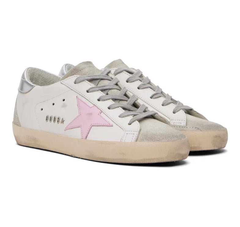 Golden Goose Women's Super Star Sneakers White/Silver/Pink