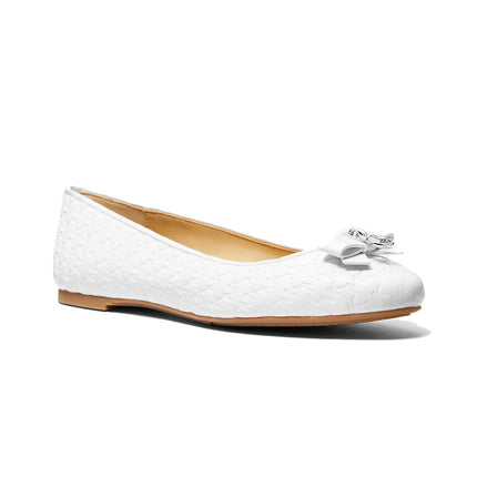 Michael Kors Women's Honey Logo Embossed Ballet Flat Optic White