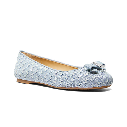 Michael Kors Women's Honey Logo Embossed Washed Denim Ballet Flat Denim