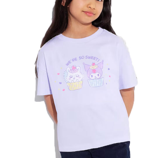 Uniqlo Kid's Chiikawa x Sanrio Characters Sweets Collection Short Sleeve UT 70 Light Purple