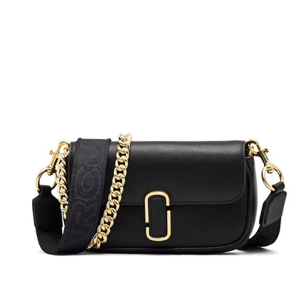 Marc Jacobs Women's The J Marc Mini Bag Strap Black/Gold - Ready to Ship