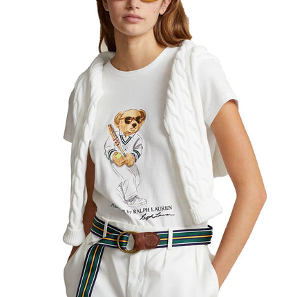 Polo Ralph Lauren Women's Wimbledon Polo Bear Tee Ceramic White - Hemen Kargoda