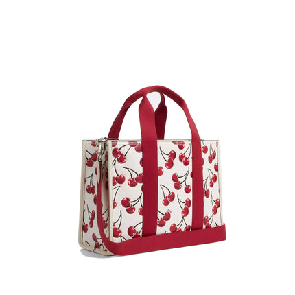 Coach Women's Smith Tote Bag With Cherry Print Silver/Chalk Multi