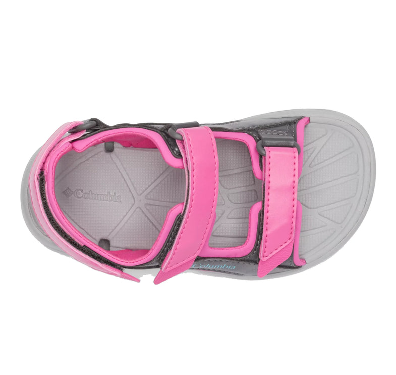 Columbia Little Kids' Techsun 3-Strap Sandal Pink Ice/Pacific Rim