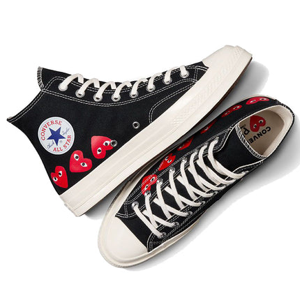 Converse x Comme des Garçons PLAY Chuck 70 Multi Heart High Top Black/Red/Egret