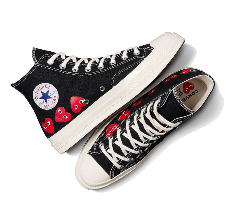 Converse x Comme des Garçons PLAY Chuck 70 Multi Heart High Top Black/Red/Egret