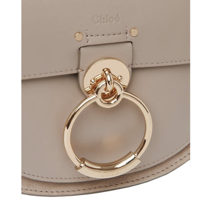 Chloé Women's Small Tess Bag in Shiny & Suede Leather Motty Grey