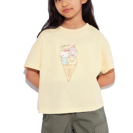 Uniqlo Kid's Chiikawa x Sanrio Characters Sweets Collection Short Sleeve UT 41 Yellow