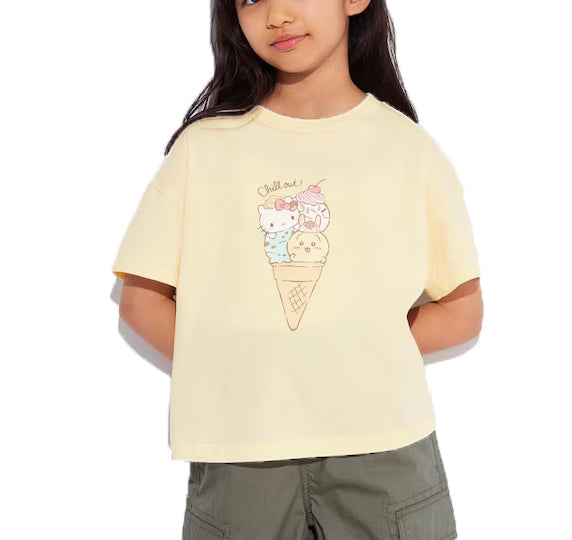 Uniqlo Kid's Chiikawa x Sanrio Characters Sweets Collection Short Sleeve UT 41 Yellow