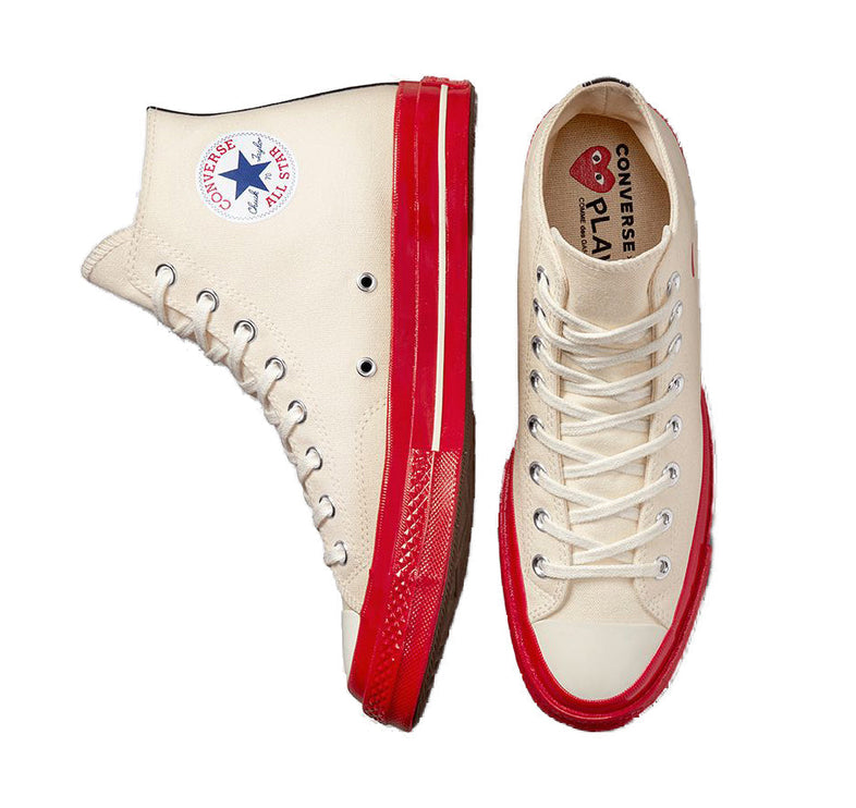 Converse x Comme des Garçons PLAY Chuck 70 High Top Pristine/Red/Egret - Special Price