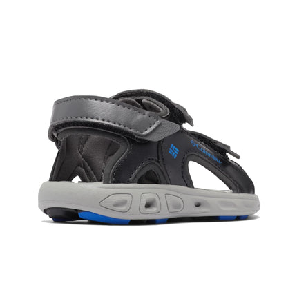 Columbia Little Kids' Techsun 3-Strap Sandal Dark Grey/Blue Macaw