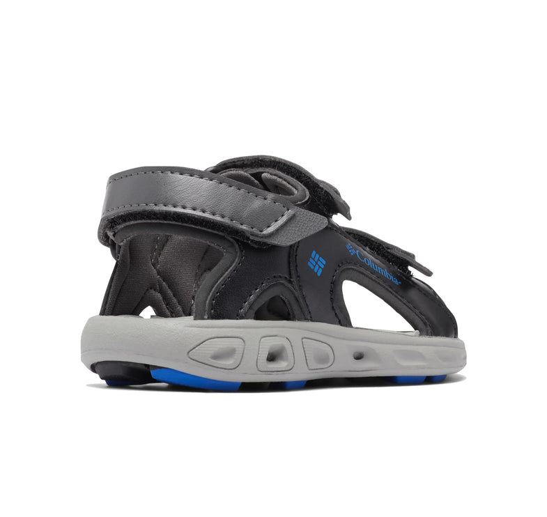 Columbia Little Kids' Techsun 3-Strap Sandal Dark Grey/Blue Macaw