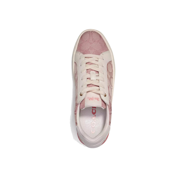 Coach Women's Clip Low Top In Signature Jacquard Pink