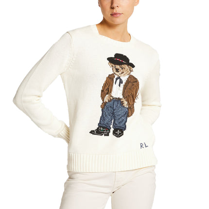 Polo Ralph Lauren Women's Knit Polo Bear Sweater Cream