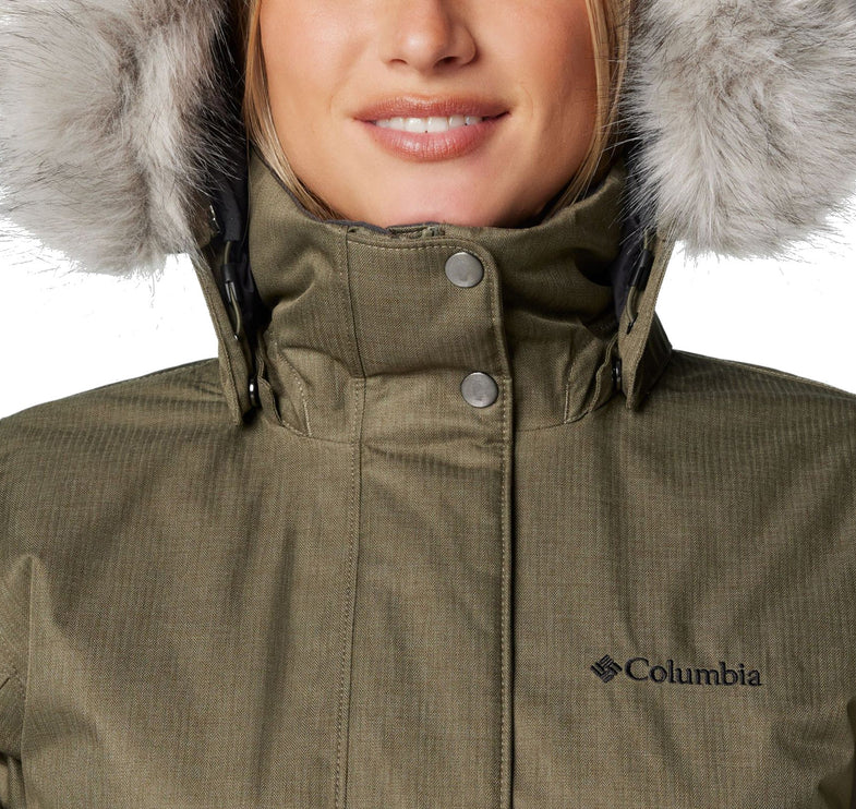 Columbia Women's Apres Arson II Winter Long Down Jacket Stone Green