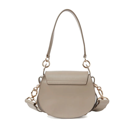 Chloé Women's Small Tess Bag in Shiny & Suede Leather Motty Grey