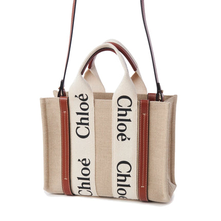 Chloé Women's Small Woody Tote Bag in Linen White/Brown