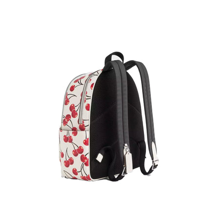 Coach Women's Court Backpack With Cherry Print Silver/Chalk Multi