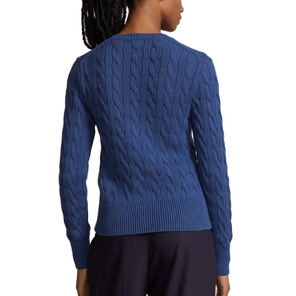 Polo Ralph Lauren Women's Cable Knit Cotton Crewneck Cardigan Gem Blu