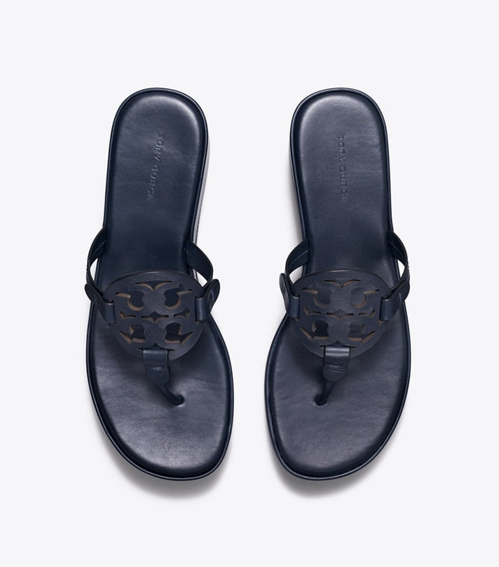 Patent Leather Sandals Flip Flops Tory Burch Miller Wedge Black