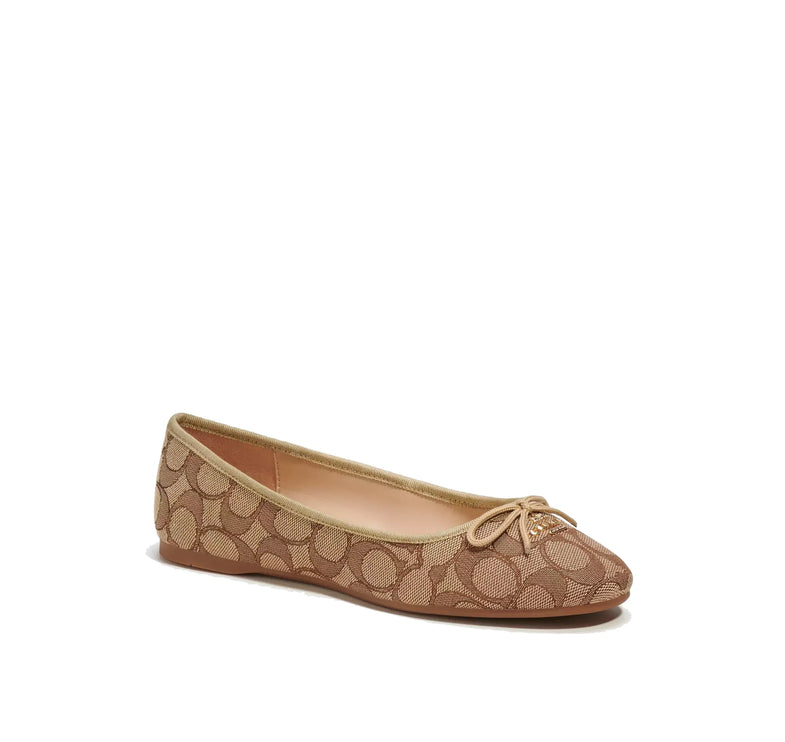 Coach Women's Alina Ballet In Signature Jacquard Khaki/Saddle