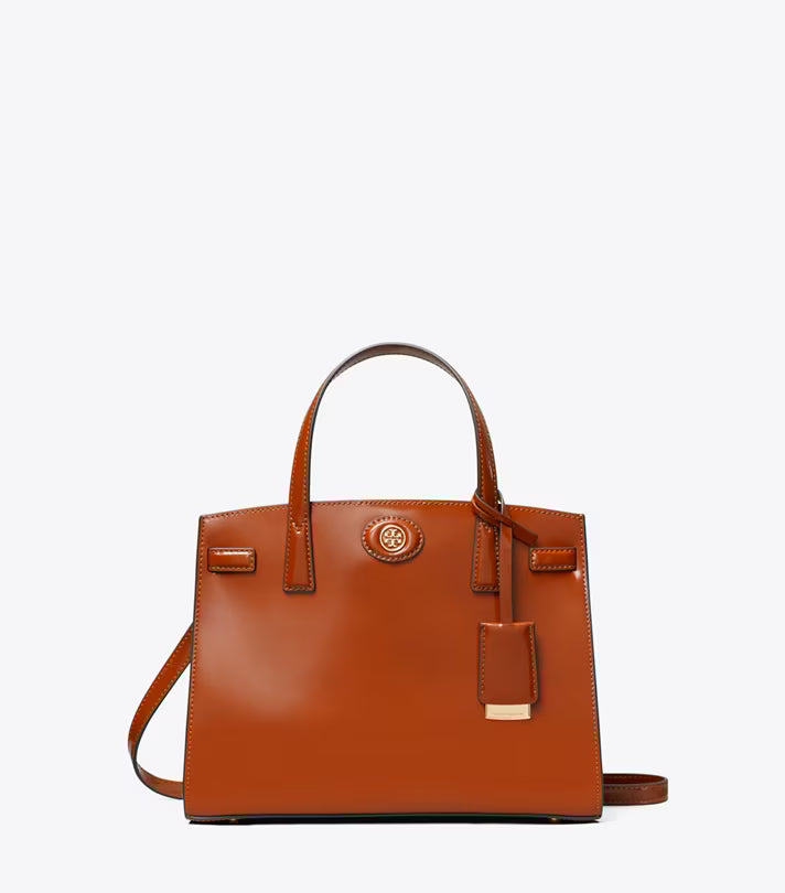 Tory Burch Women's Small Robinson Spazzolato Satchel DARK SIENNA