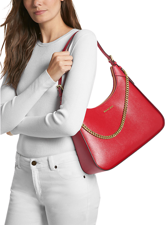 Michael Kors Women's Wilma Large Leather Shoulder Bag Bright Red