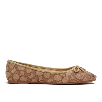 Coach Women's Alina Ballet In Signature Jacquard Khaki/Saddle