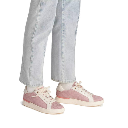 Coach Women's Clip Low Top In Signature Jacquard Pink