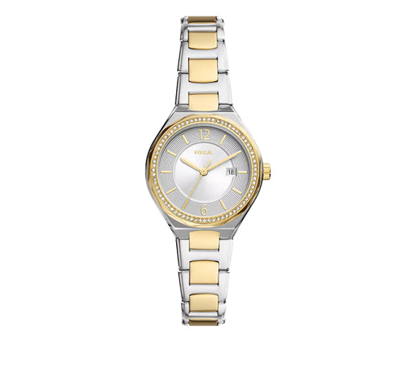 Fossil Women's Eevie Three Hand Date Two Tone Stainless Steel Watch BQ3802