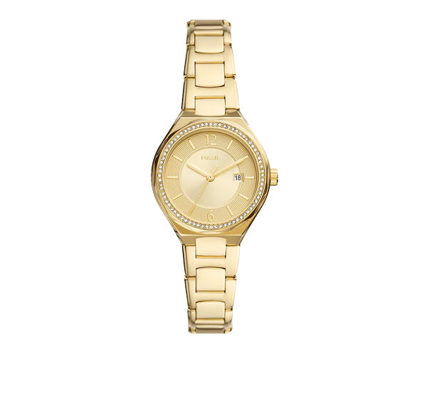 Fossil Women's Eevie Three Hand Date Gold Tone Stainless Steel Watch BQ3801