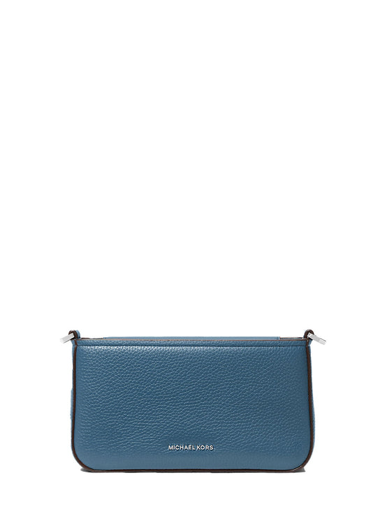 Michael Kors Women's Bryant Small Pebbled Leather Convertible Pochette Bag Dk Chambray/Silver