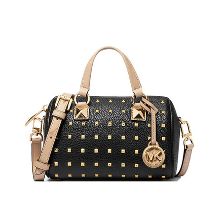 Michael Kors Women's Grayson Small Studded Leather Duffel Crossbody Bag Black