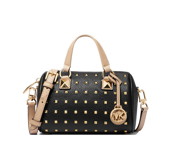 Michael Kors Women's Grayson Small Studded Leather Duffel Crossbody Bag Black