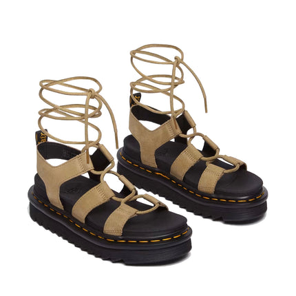 Dr. Martens Women's Nartilla Tumbled Nubuck Leather Gladiator Sandals Savannah Tan