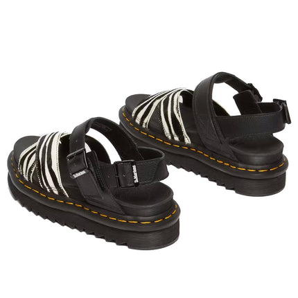 Dr. Martens Women's Voss II Hair-On Zebra Print Sandals Black